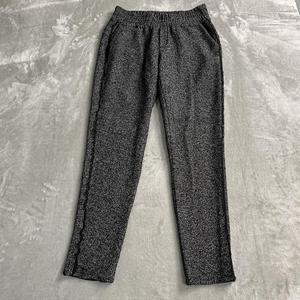 Heather Pants Womens Small Black Knit Jogger Elastic Waist Cuffed Pockets USA